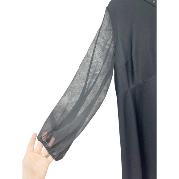 Lady Alden Shop Vintage Black Bling Maxi Long Goth Wednesday Adams Dress Size 20 - Picture 5 of 10